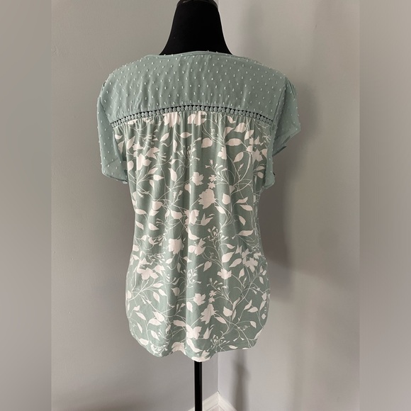 Daniel Rainn Short Sleeved Blouse - Seafoam Green/White - Size XL - Picture 3 of 14